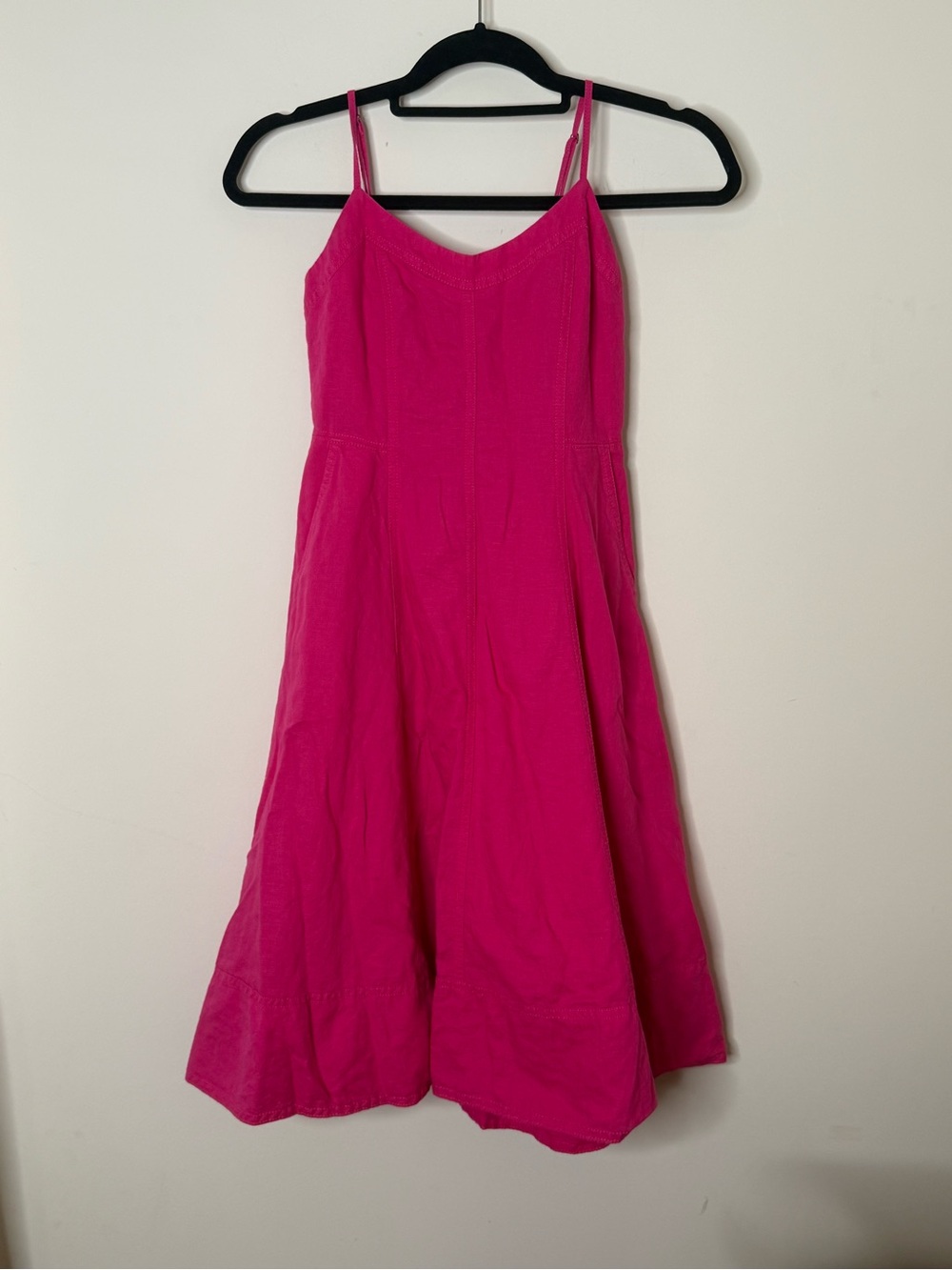 Banana Republic Hot Pink Midi Spaghetti-Strap Dress